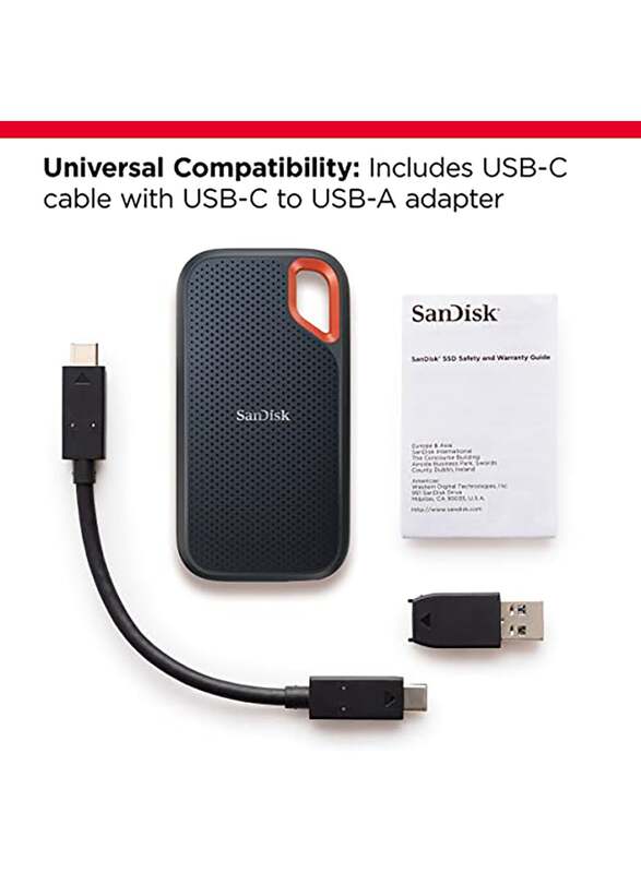 SanDisk 1TB SSD Extreme Portable Hard Drive, USB 3.2 Gen 2, Black