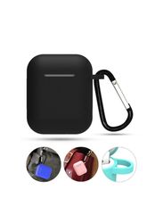 Apple AirPods Silicone Anti-Dust Protective Case with Carabiner, Black