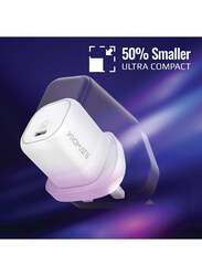 Promate Ultra-Compact USB-C Wall Charger, White