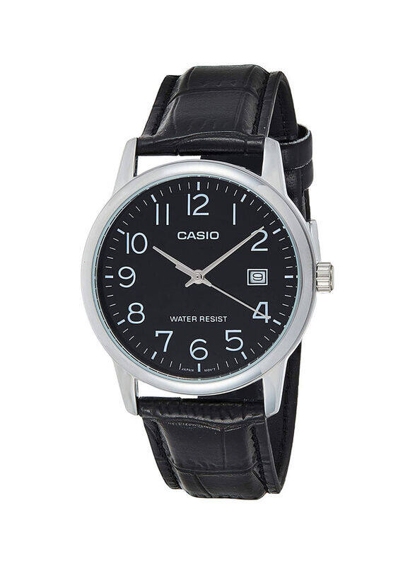 

Casio Analog Watch for Men with Leather Band, Water Resistant, MTP-V002L-1BUDF, Black