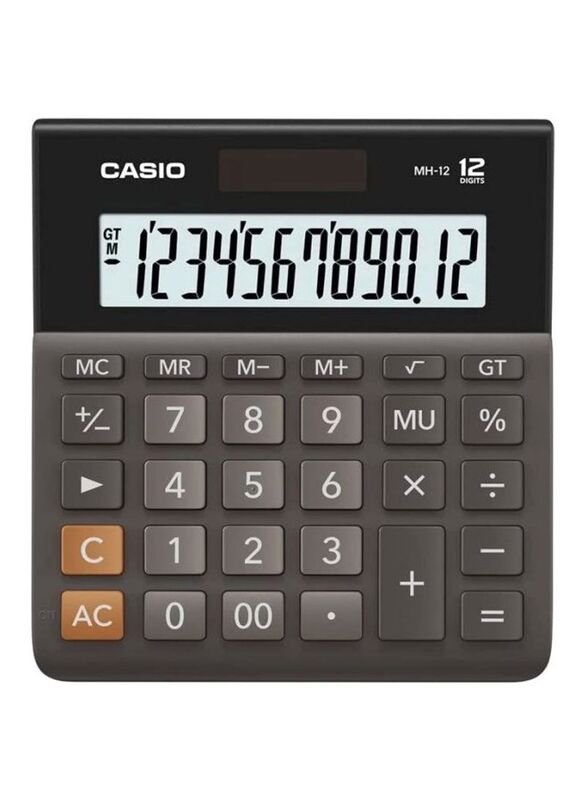 Casio 12-Digits Desk Top Calculator, Black/Silver