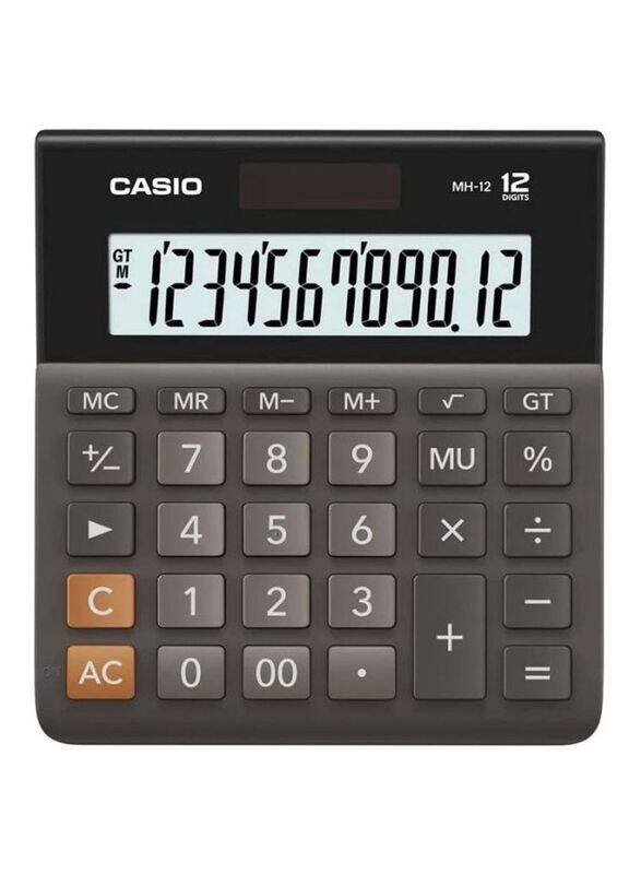 Casio 12-Digits Desk Top Calculator, Black/Silver