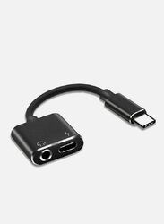 Go-Des 2 in 1 Type-C Connector and Charge Adapter, USB Type-C to USB Type-C and 3.5 mm Jack for Smartphones/Tablets, GD-UC015, Black