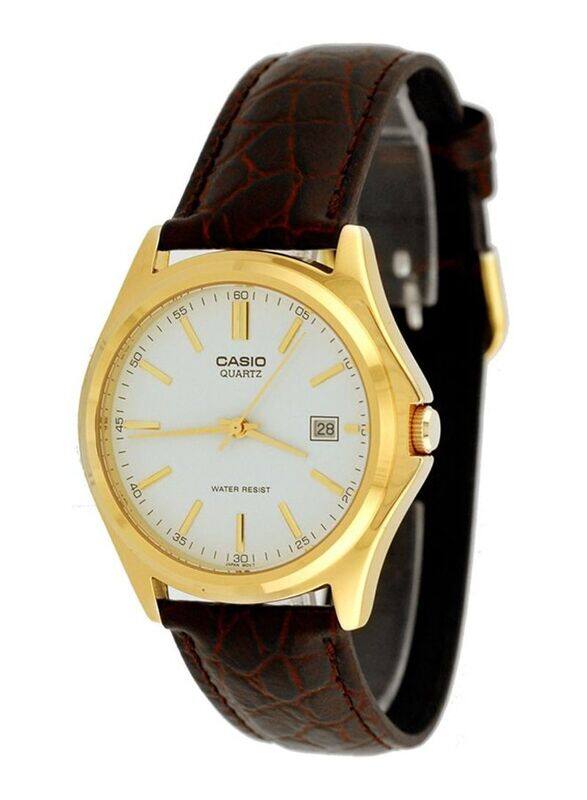 

Casio Enticer Analog Watch for Women with Leather Band, Water Resistant, MTP-1183Q-7ADF, Dark Brown/White