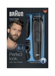 Braun 6-In-1 Perfect Look Face & Head Trimming Kit, MGK3020, Black