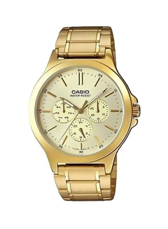 

Casio Dress Analog Watch for Men with Stainless Steel Band, Water Resistant & Chronograph, MTP-V300G-9AUDF, Gold