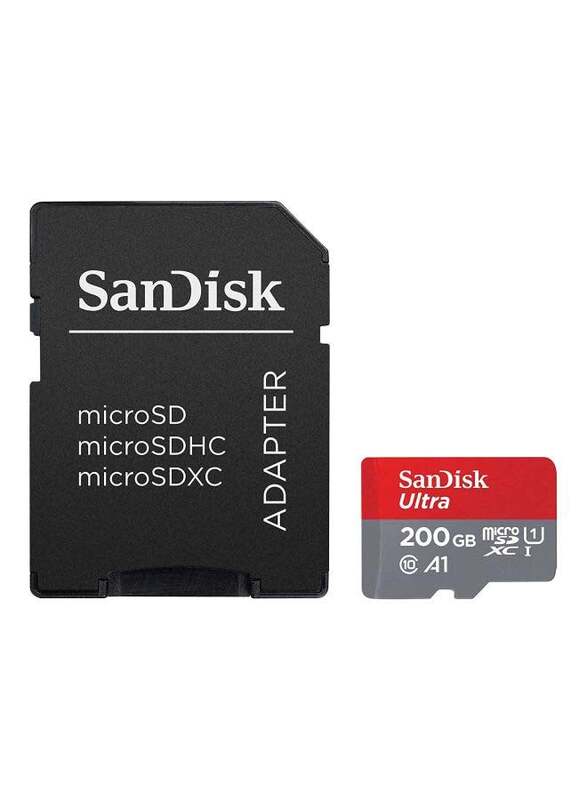 Sandisk 200GB microSDXC Memory Card With Adapter, Red/Grey