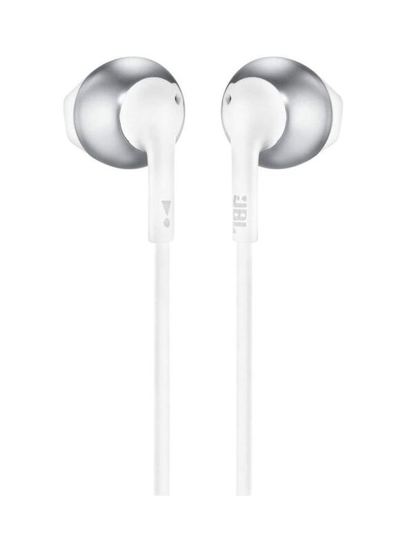 JBL Wired In-Ear Earphones with Mic, White/Chrome