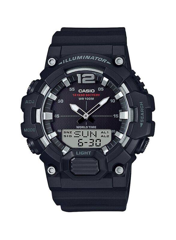 

Casio Youth Analog + Digital Watch for Men with Resin Band, Water Resistant, HDC-700-1AVDF, Black-Black/Grey