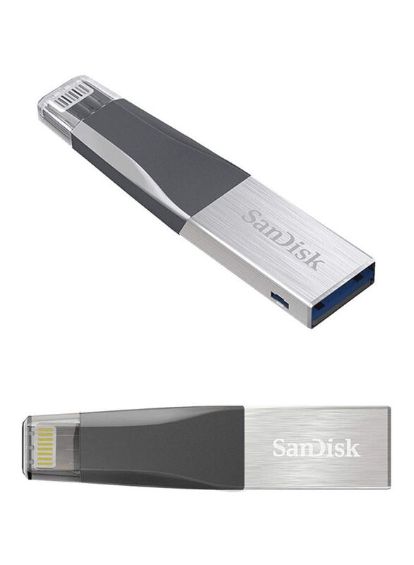 SanDisk 16GB iXpand Mini USB Flash Drive, Black/Silver