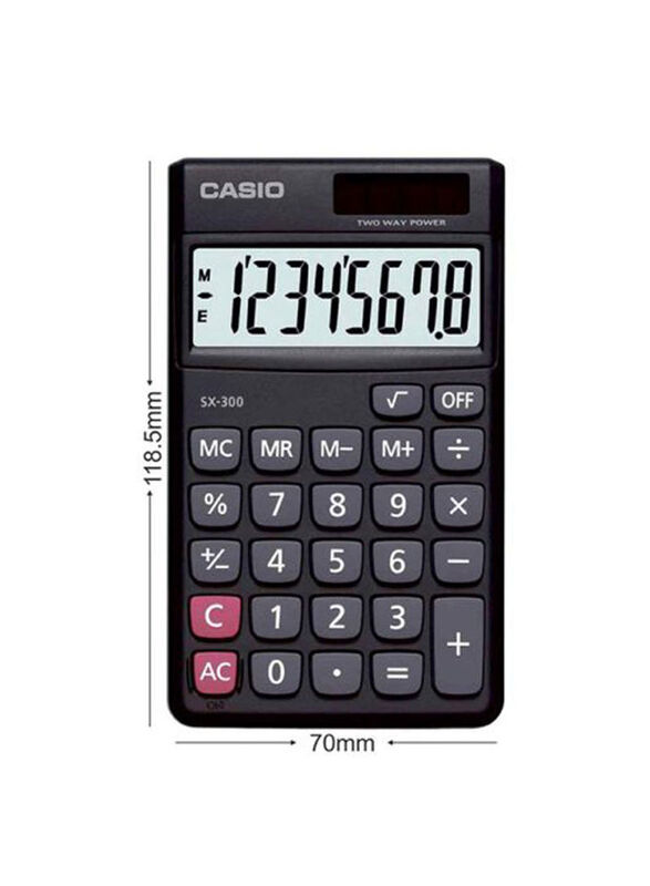 Casio 8-Digits Basic Calculator, SX-300, Black