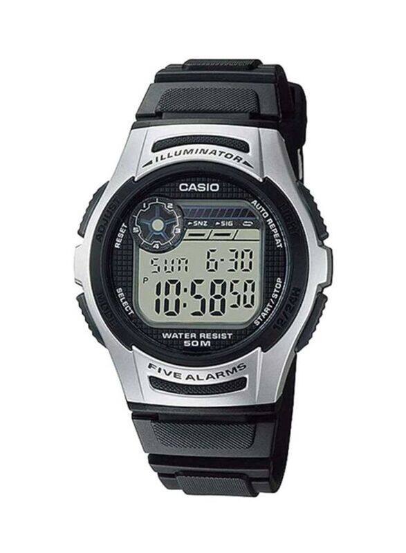 

Casio Youth Digital Watch for Men with Resin Band, Water Resistant & Chronograph, W-213-1AV, Black/Multicolour