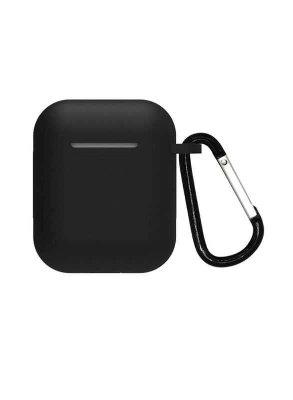 Apple AirPods Silicone Anti-Dust Protective Case with Carabiner, Black