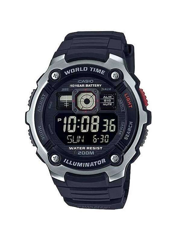 

Casio Youth Digital Watch for Men with Resin Band, Water Resistant, AE-2000W-1BVDF, Black