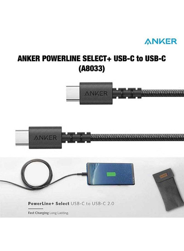 Anker 3-Feet Durable Double-Braided Nylon Charging Cable, 2.0 USB-A to USB-C for Smartphones/Tablets, A8022H11, Black/Silver