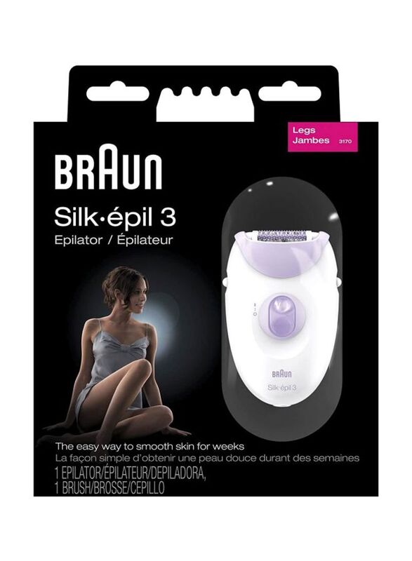 Braun Beauty Legs Epilator with Massage Cap, 3170, White/Purple