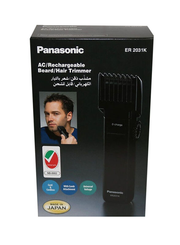 Panasonic Professional Rechargeable Electric Hair Trimmer, ER-2031k, Black