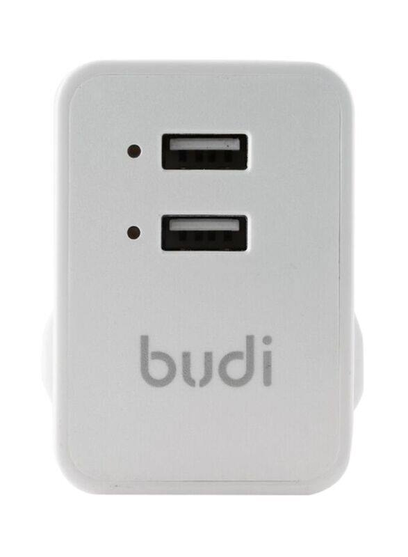 

Budi Home UK Charger with 2USB Ports & 1 Lightning Cable, Black