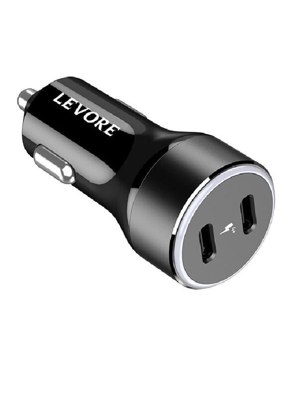 Levore 54W Power Delivery Dual Port Car Charger, LGC122-BK, Black