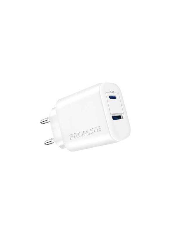 

Promate Multi-Port EU Wall Charger, White