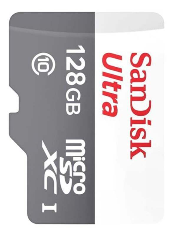 Sandisk 128GB microSD Memory Card, White/Grey