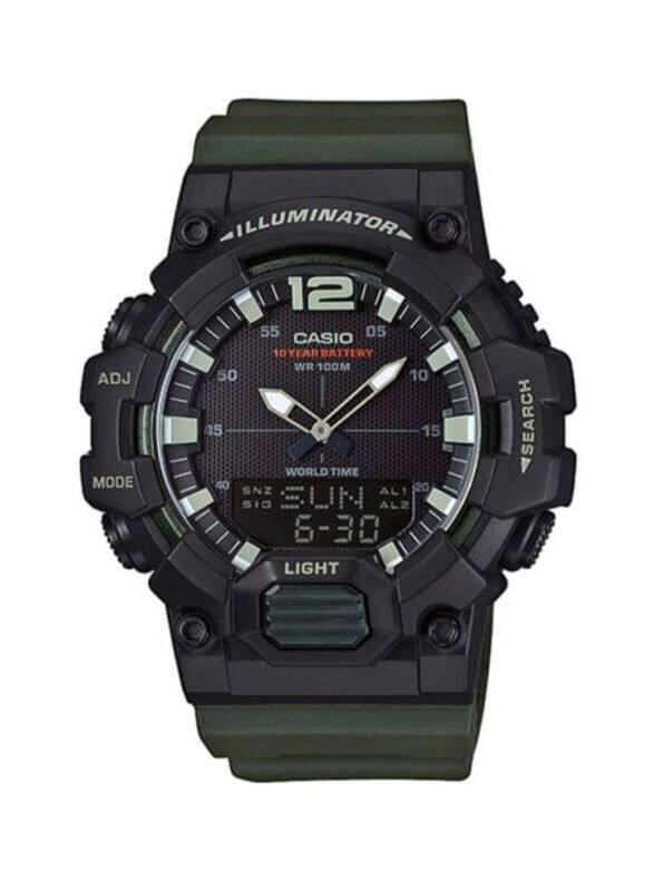 

Casio Youth Wrist Analog + Digital Watch for Men with Resin Band, Water Resistant, HDC-700-3AVEF, Olive Green-Black/Grey