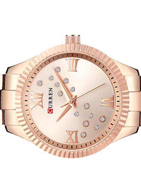 Curren Analog Wrist Watch for Women with Stainless Steel Band, Water Resistant, Rose Gold