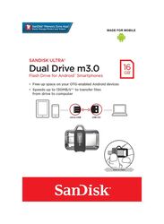 SanDisk 16GB Ultra Dual USB Flash Drive, Silver/Black