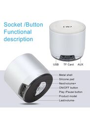 Portable Wireless Speaker with Passive Subwoofer, Silver