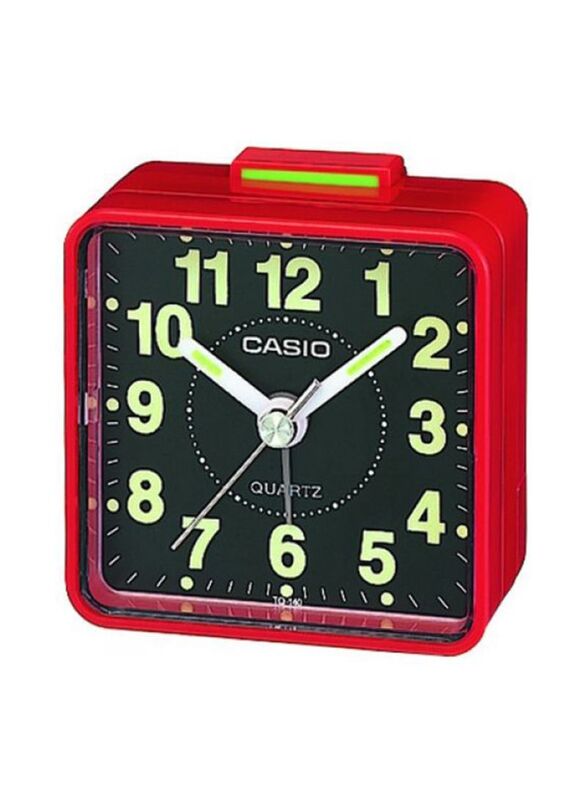 Casio Square Shape Analog Alarm Clock, Red