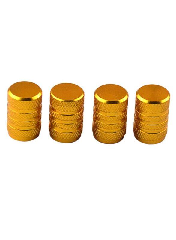 Air Pressure Tire Wheel Valve Cap Set, 4 Pieces, Gold