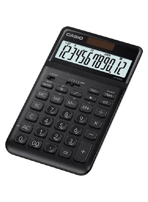 Casio 12 Digits Compact Desk Type Calculator, JW-200SC-BK, Black