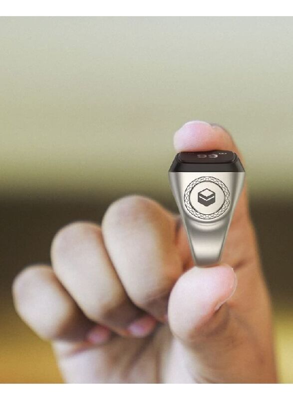 Iqibla Tasbih Zikr Aluminium Smart Ring for Men, 18mm, Silver