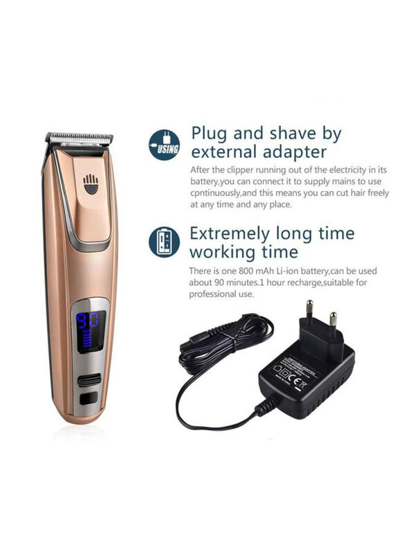 Kemei Rechargeable Waterproof Hair Clipper, PG-102, Gold