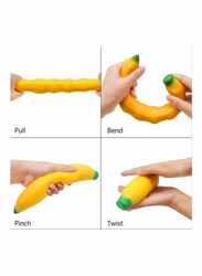 Non-Toxic Stretchy & Floppy Banana Stress Relief Squishy Toy, Yellow/Green