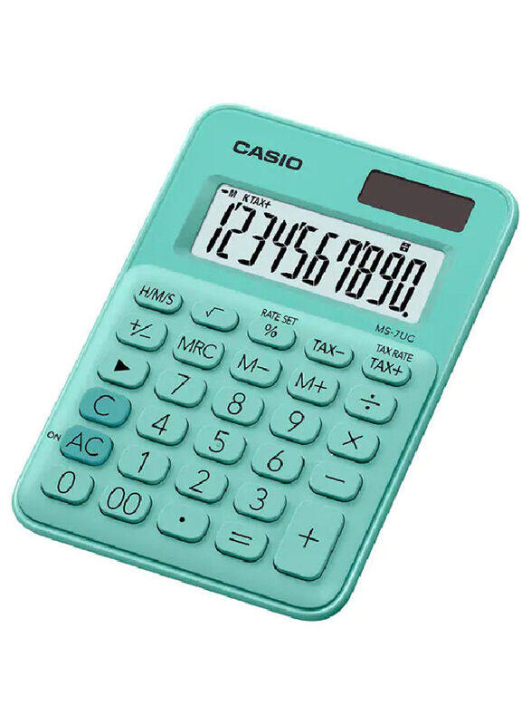 

Casio 10 Digits Mini Desk Type Calculator, MS-7UC-GN, Light Green