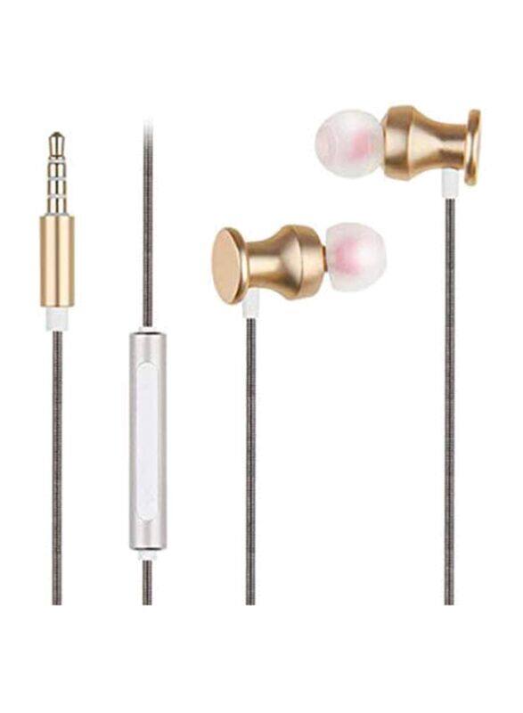 

Budi Wired In-Ear Noise Cancelling Headset with Mic & Remote, Gold/Grey