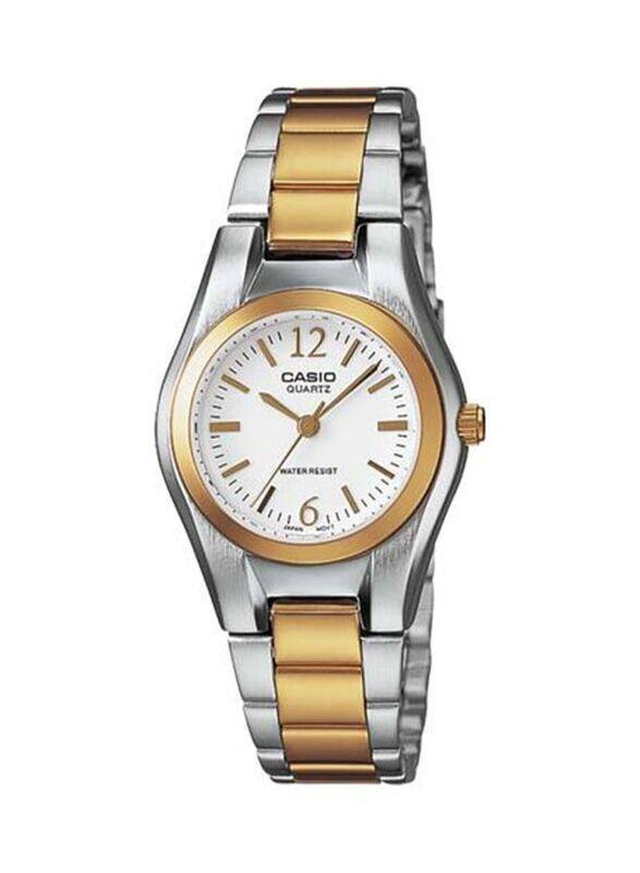 

Casio Core Dress Analog Watch for Women with Stainless Steel Band, Water Resistant, LTP-1253SG-7ADF, Silver/Gold-White