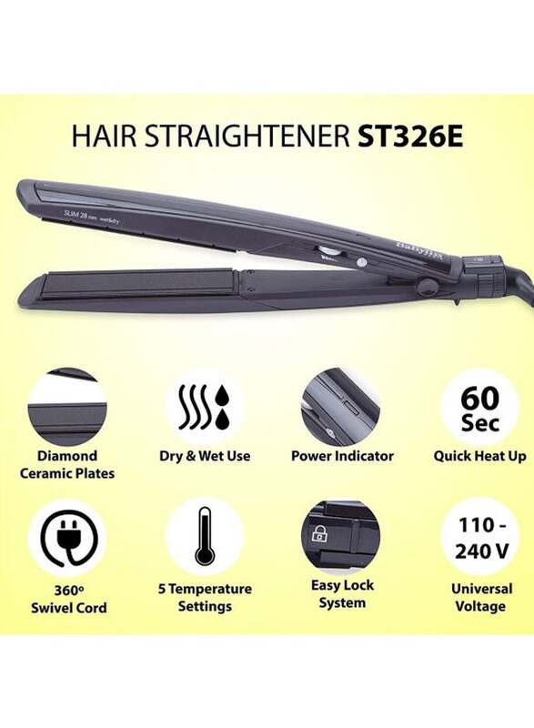 BaByliss Wet & Dry Slim Hair Straightener, BABST327SDE, Black