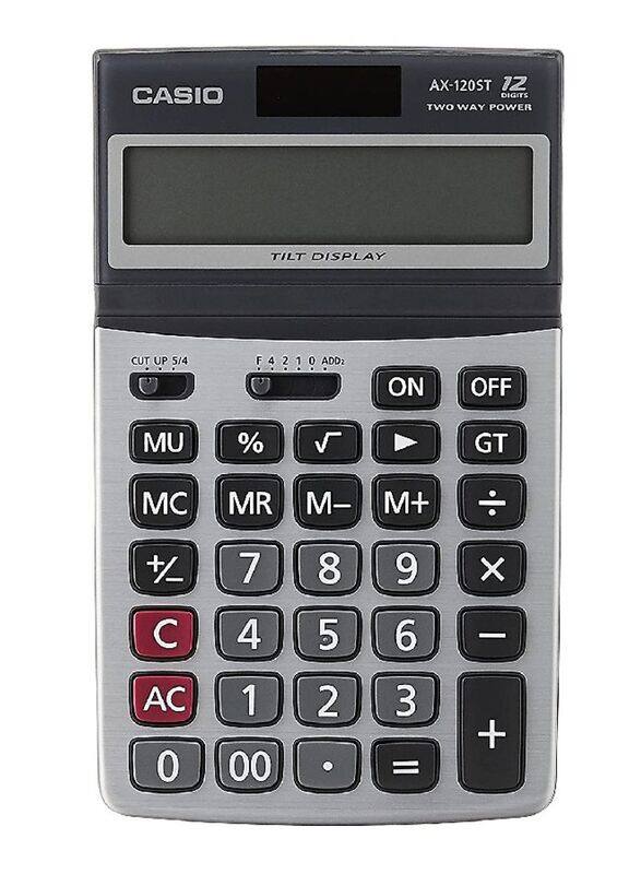 Casio Basic Calculator, AX-120ST, Black/Silver