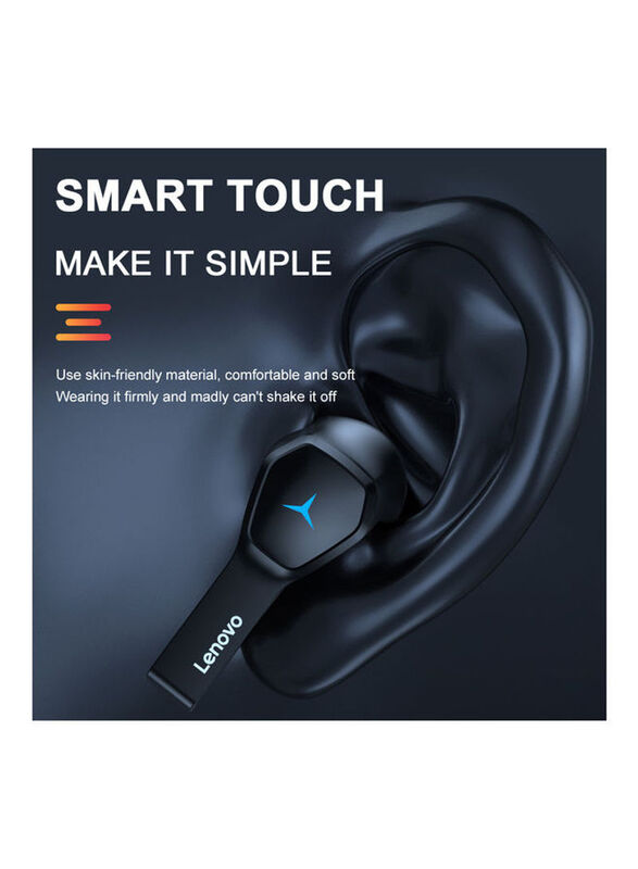 Lenovo HQ08 TWS Bluetooth Gaming Earbuds with Mic, Black