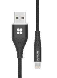 Promate Charging & Data Cable, Lightning to USB Type A for Apple Devices, iCord-1.BLACK, Black