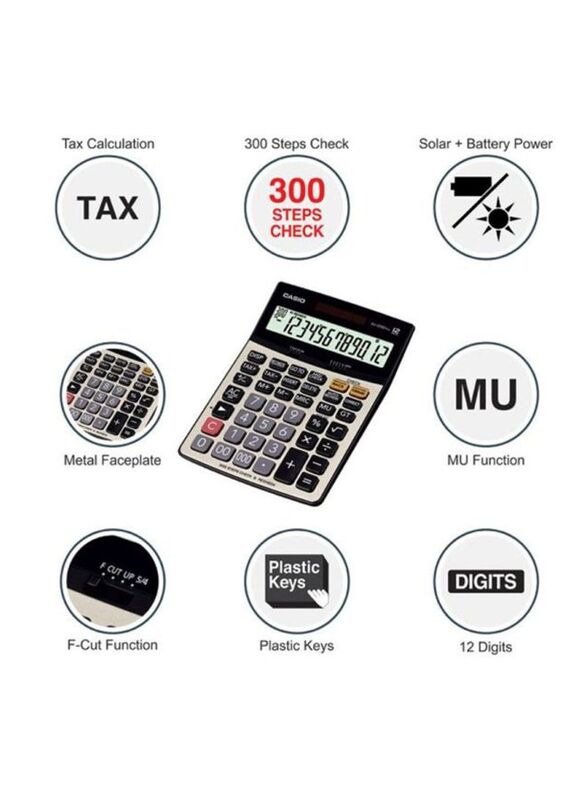 Casio Desktop Calculator, DJ-220D Plus, Grey/Black