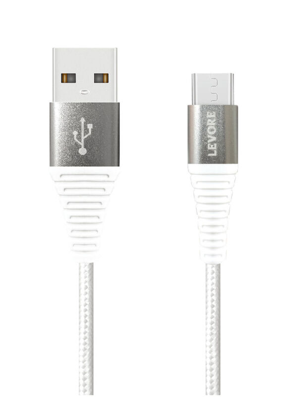 Levore 1-Meter Nylon Braided Micro USB Cable, USB Type A to Micro USB for Smartphones/Tablets, White
