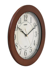 Casio IQ-126-5DF Round Shaped Analog Wall Clock, Brown/White/Black