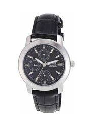 Casio Enticer Analog Watch for Men with Leather Band, Splash Resistant & Chronograph, MTP-1192E-1ADF, Black
