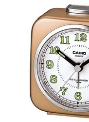 Casio Square Shape Analog Alarm Clock, Brown/Silver