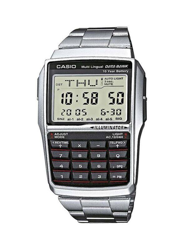 

Casio Vintage Digital Watch for Men with Stainless Steel Band, Water Resistant, DBC-32D-1ADF, Silver/Grey