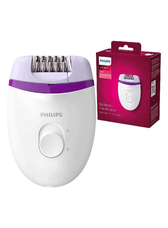 

Philips Satinelle Essential Corded Compact Epilator, BRE225/01, White/Purple