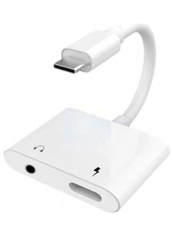 Earldom 10-Centimeter Plug and Play 2 in 1 Universal Type C To 3.5mm Headphone Jack & Charging Adapter, ET-OT45, White